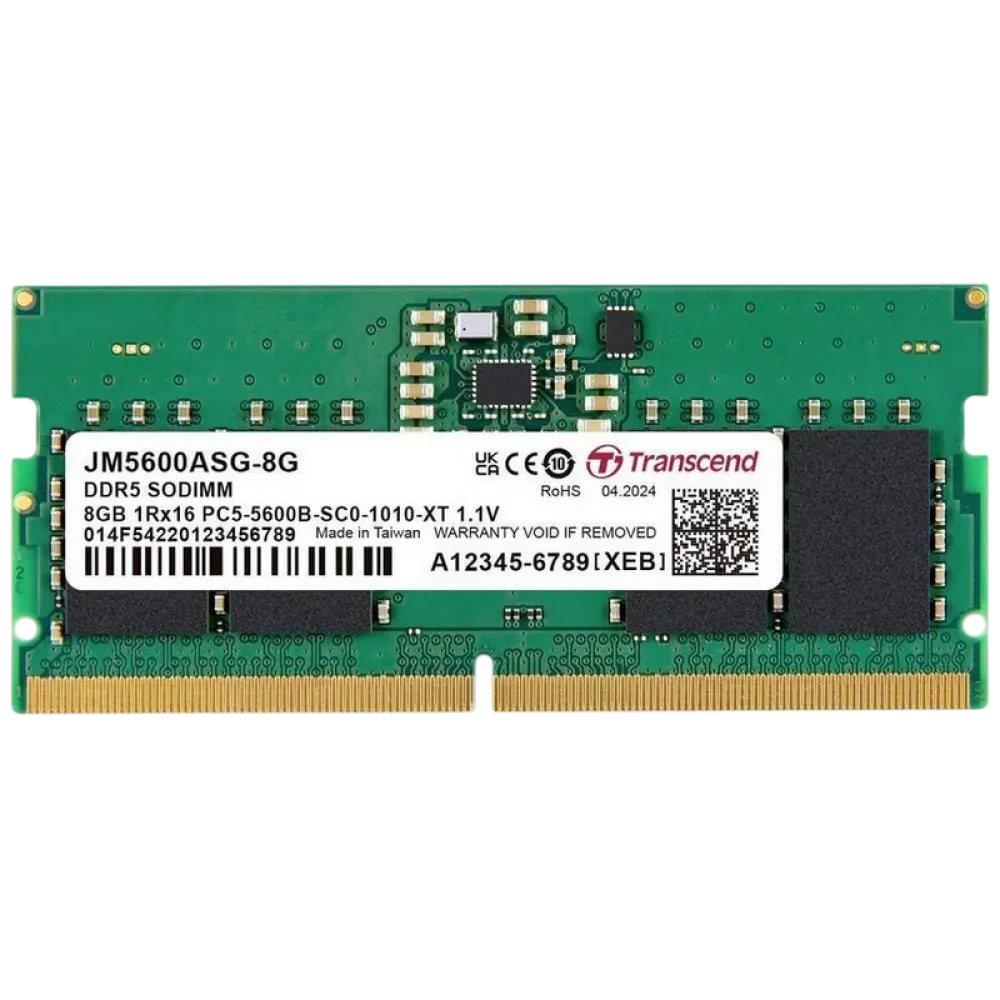 Оперативная память Transcend JM5600ASG-8G, DDR5 SDRAM, 5600 МГц, 8Гб, JM5600ASG-8G
