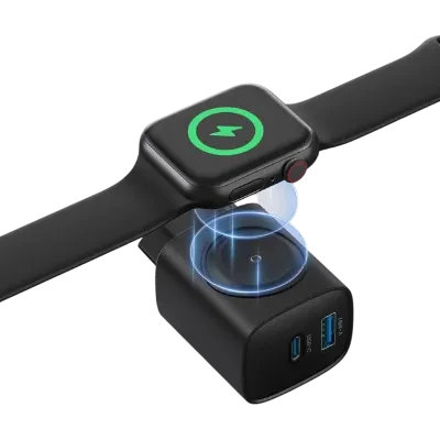 Зарядное устройство Gembird 2 in 1 + Беспроводная зарядка для Apple Watch, 20Вт, Чёрный