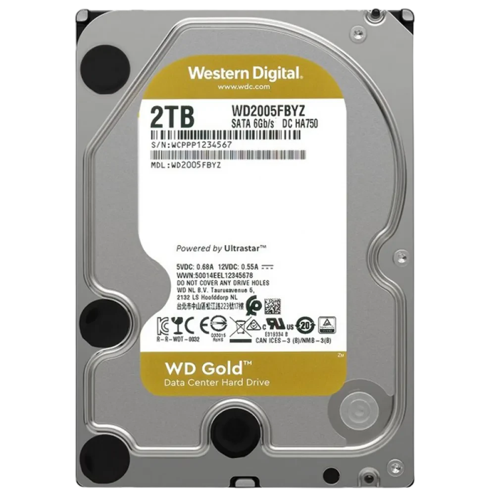 Жесткий диск Western Digital WD Gold, 3.5", 2 ТБ <WD2005FBYZ>