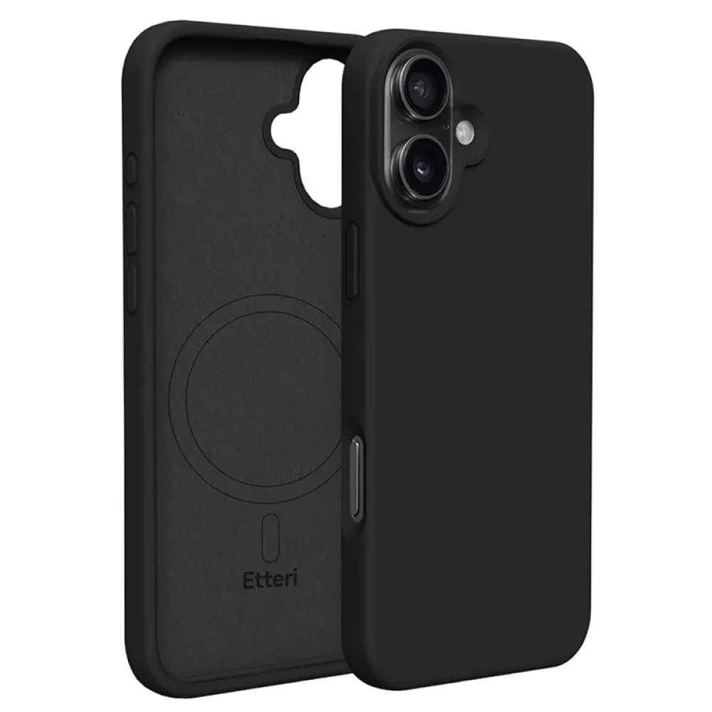 Чехол Etteri Silicone Mag case для iPhone 16 Plus, Чёрный