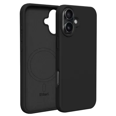 Husă Etteri Silicone Mag case pentru iPhone 16 Plus, Negru