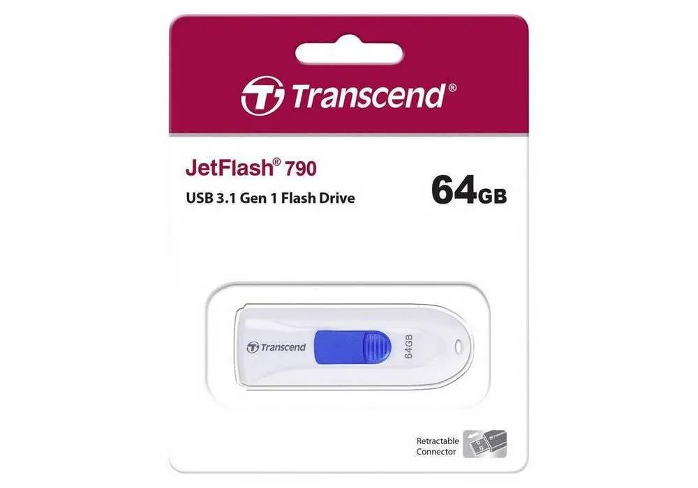 Memorie USB Transcend JetFlash 790, 64GB, Alb