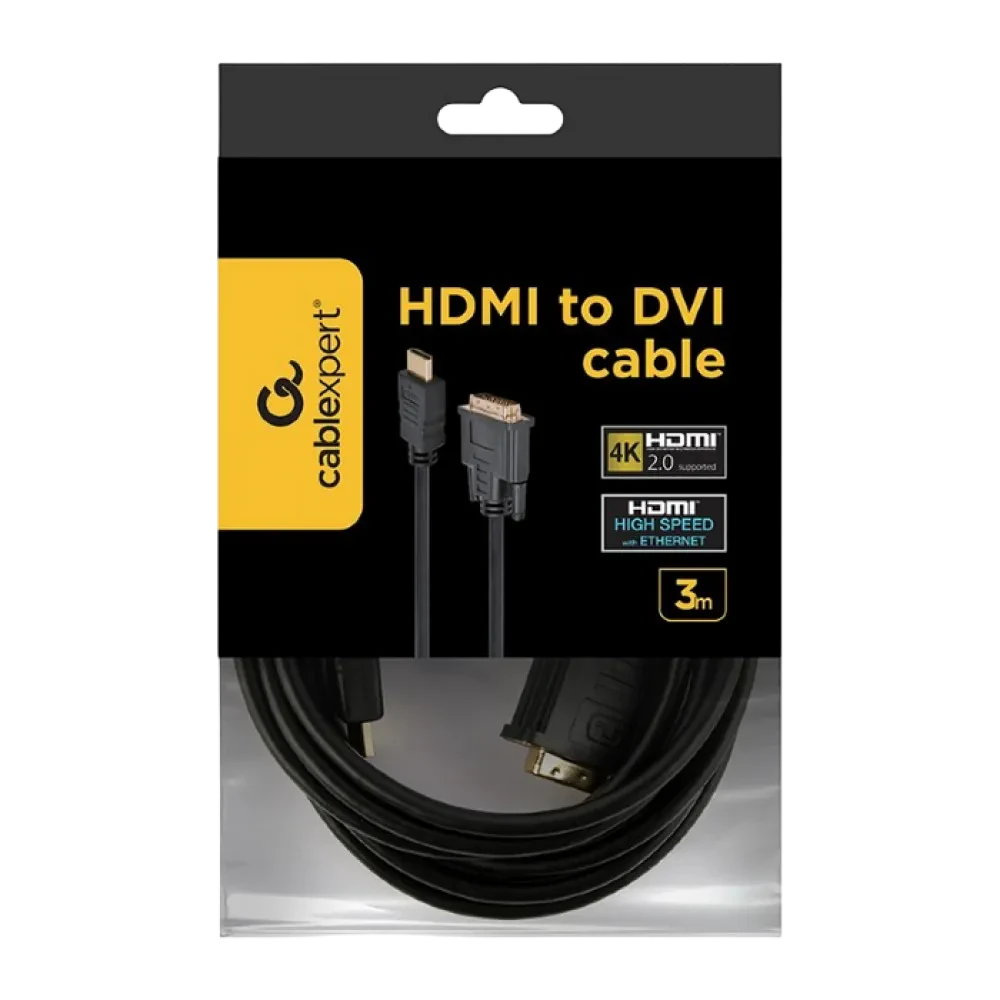 Cablu Video Cablexpert CC-HDMI-DVI-10, HDMI (M) - DVI-I (M), 3m, Negru