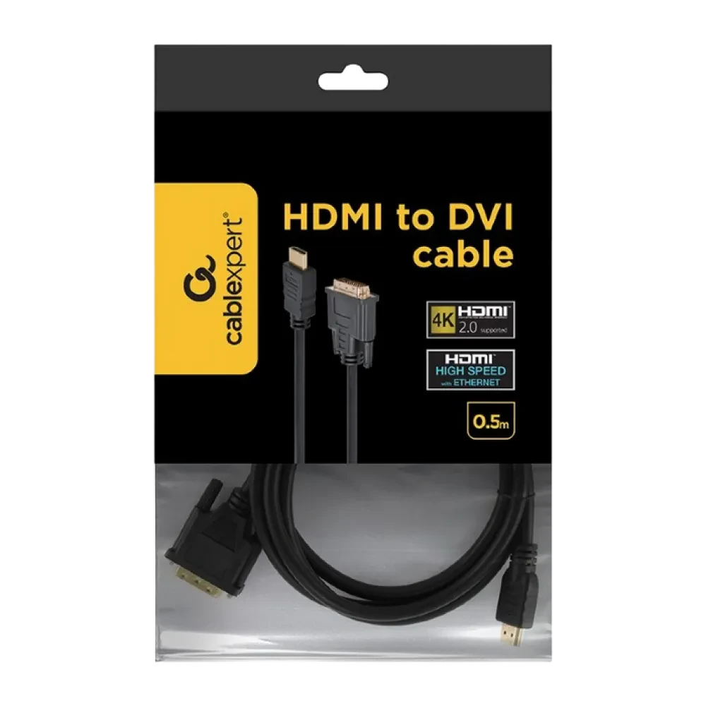 Видеокабель Cablexpert CC-HDMI-DVI-6, HDMI (M) - DVI-D (M), 1,8м, Чёрный