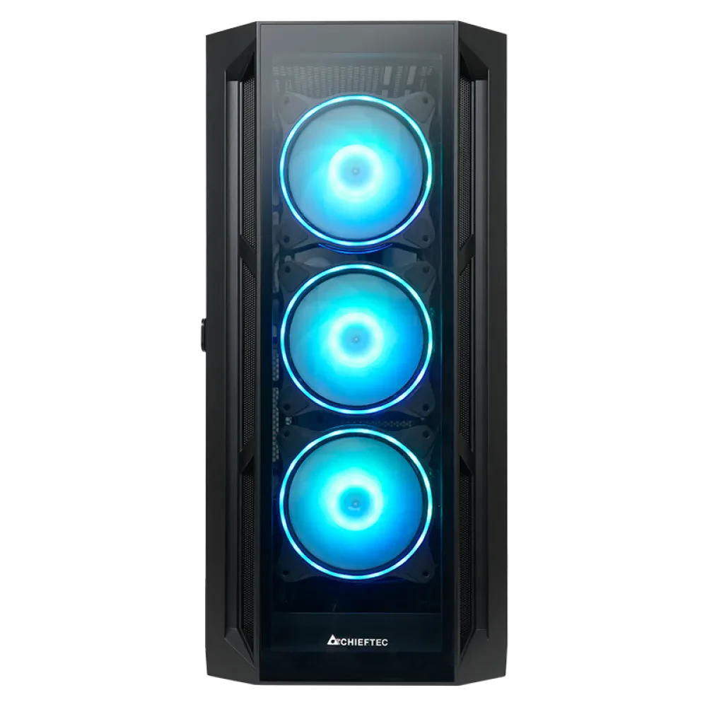 Компьютерный корпус Chieftec GA-01B-TG-OP, Midi-Tower, Без блока питания, Чёрный