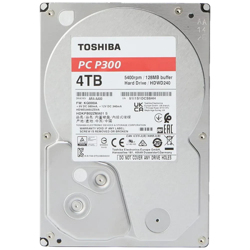 Жесткий диск Toshiba P300, 3.5", 4 ТБ <HDWD240UZSVA>