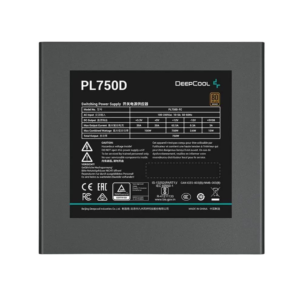 Блок питания для компьютеров Deepcool PL750D, 750Вт, ATX, Немодульный