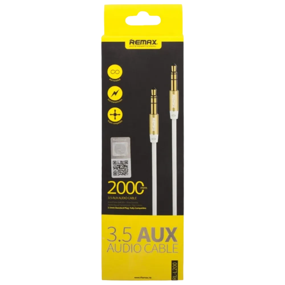 Cablu audio Remax L200, 3.5 mm AUX - 3.5 mm AUX, 2m, Alb