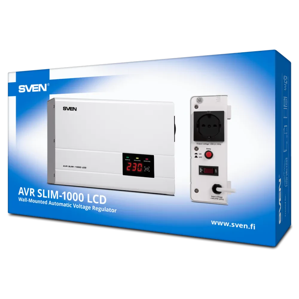 Stabilizator de Tensiune SVEN SLIM AVR-1000 LCD, 1000VA