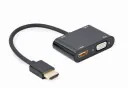 Переходник Cablexpert A-HDMIM-HDMIFVGAF-01, HDMI (M) - HDMI (F) + VGA, 0.15 м, Чёрный