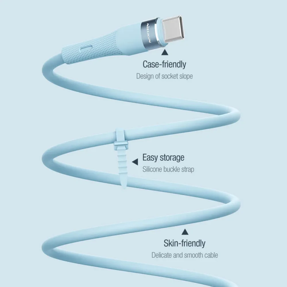 Cablu de încărcare Nillkin Type-C to Type-C Cable, Flowspeed, USB Type-C/USB Type-C, 1,2m, Albastru