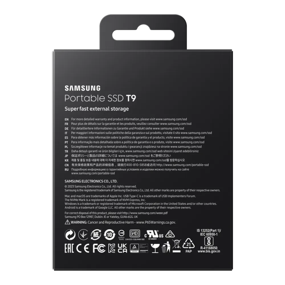 SSD portabil extern Samsung T9, 1 TB, Negru (MU-PG1T0B/EU)