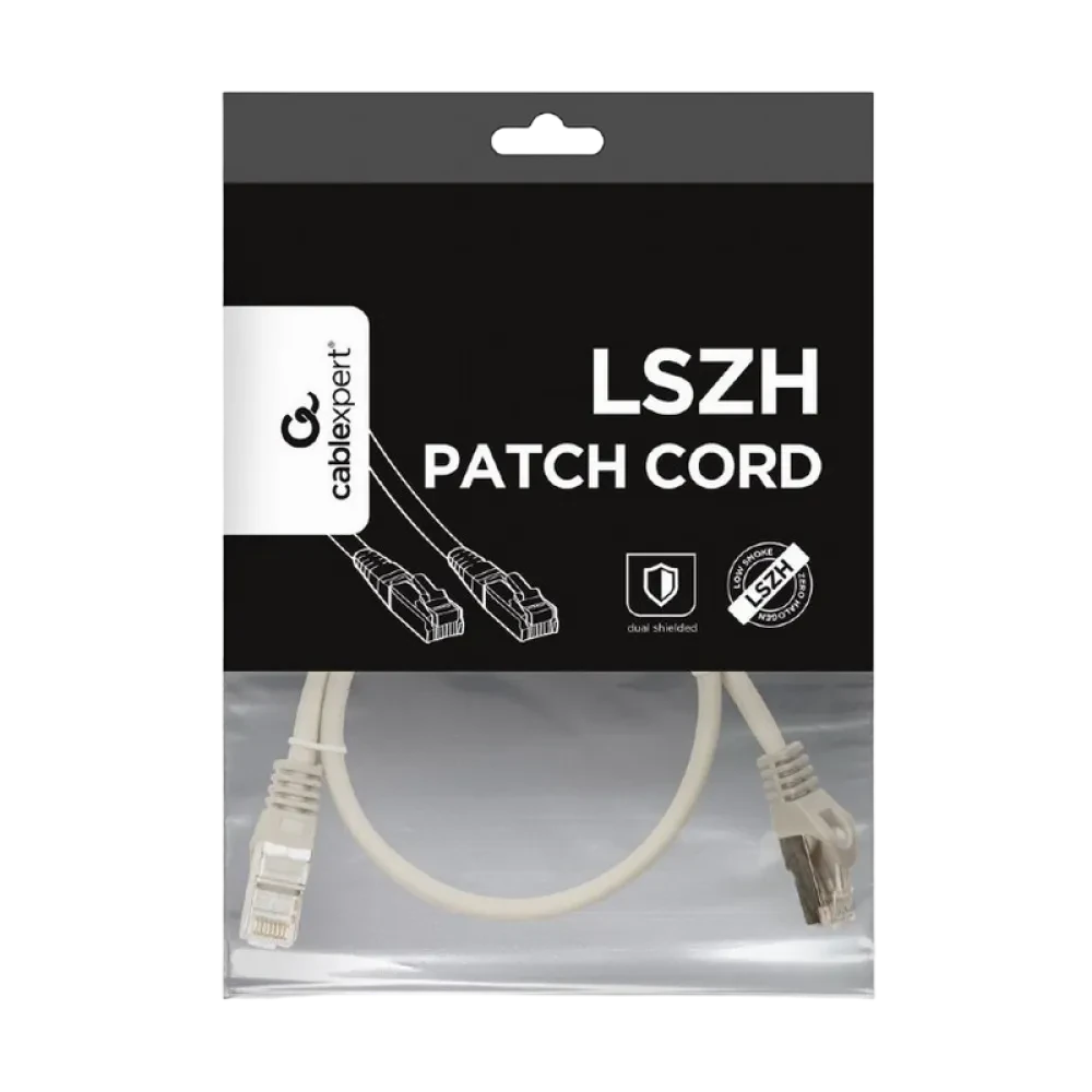 Patch cord Cablexpert PP6A-LSZHCU-0.5M, Cat6A SSTP, 0,5m, Gri