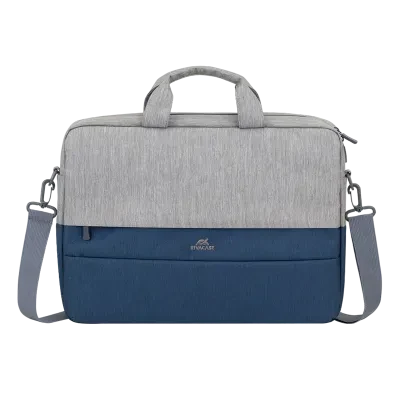 Geantă pentru Laptop Rivacase Prater, 15.6", Poliester, Gri | Albastru închis