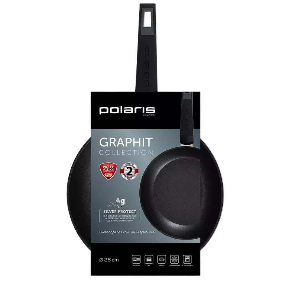 Сковорода Polaris Graphit-26F, 26см, Графитовый