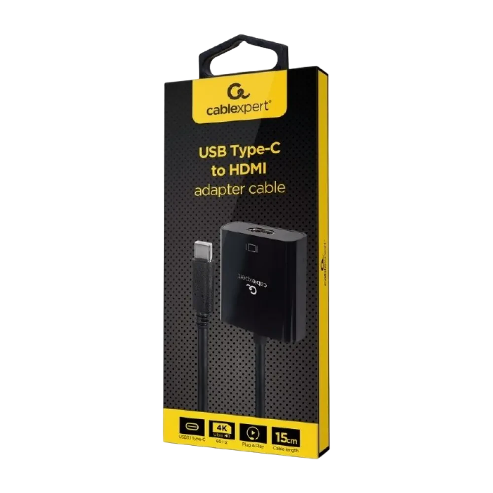 Видеокабель Cablexpert A-CM-HDMIF-04, USB 3.1 Type-C (M) - HDMI (F), 0.15 м, Чёрный