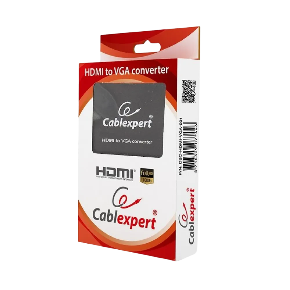 Convertor Video/Audio Cablexpert DSC-HDMI-VGA-001,  - VGA D-Sub + 3.5 mm Jack, Negru