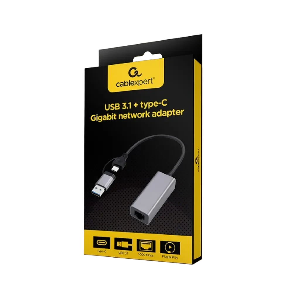 Adaptor de rețea Cablexpert A-USB3AC-LAN-01, Gri