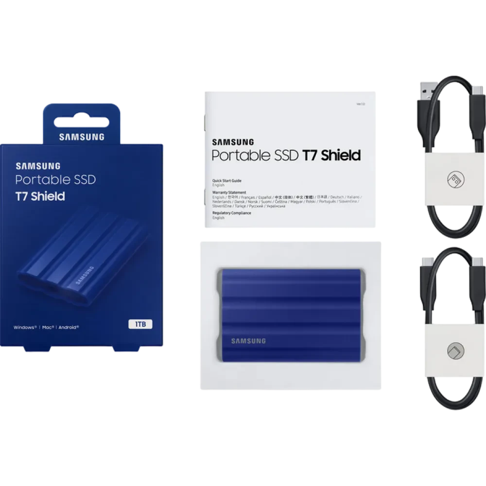 SSD portabil extern Samsung T7 Shield, 1 TB, Albastru (MU-PE1T0R/EU)
