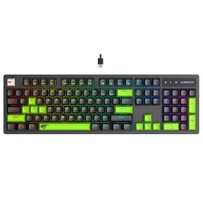 Клавиатура Havit KB893L, Проводное, Черный | Зелёный