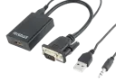 Convertor Video/Audio Cablexpert A-VGA-HDMI-01, VGA D-Sub + 3.5 mm Jack - HDMI (F), 0,15m, Negru