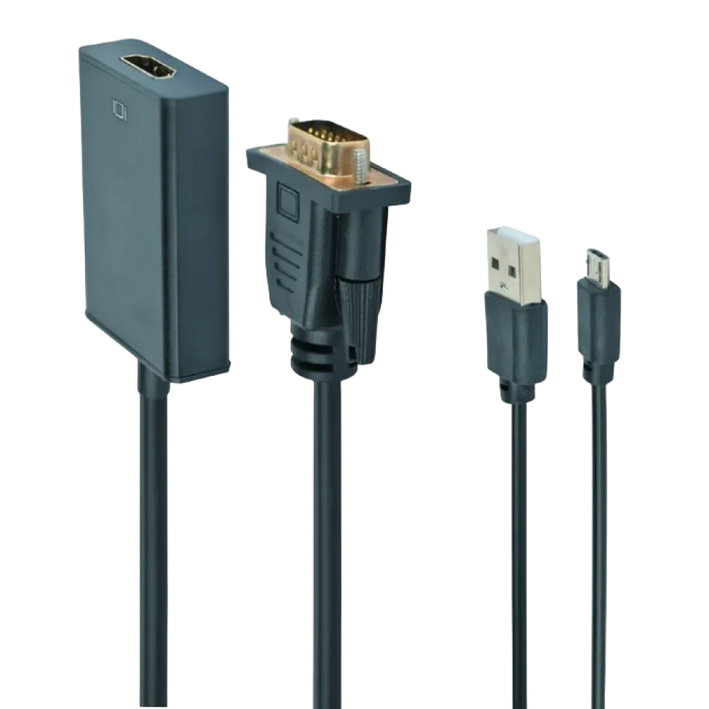 Convertor Video/Audio Cablexpert A-VGA-HDMI-01, VGA D-Sub + 3.5 mm Jack - HDMI (F), 0,15m, Negru