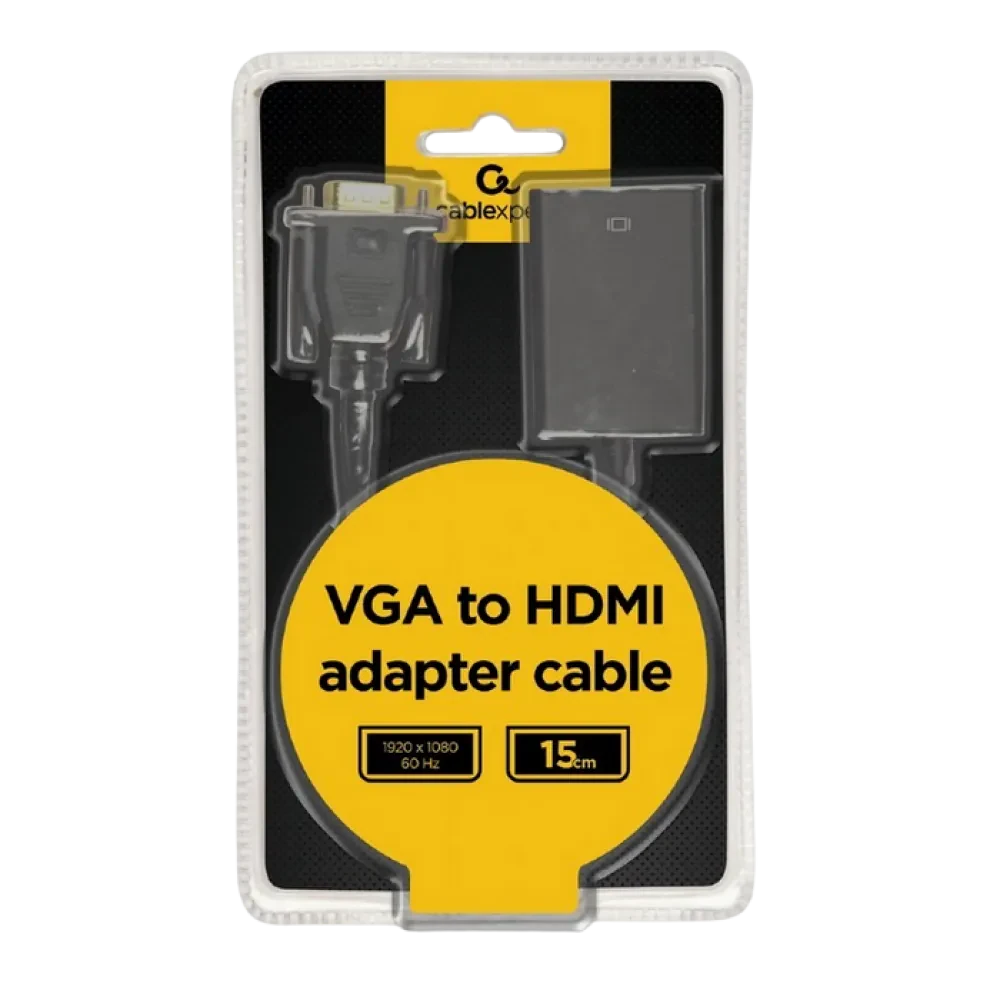 Convertor Video/Audio Cablexpert A-VGA-HDMI-01, VGA D-Sub + 3.5 mm Jack - HDMI (F), 0,15m, Negru