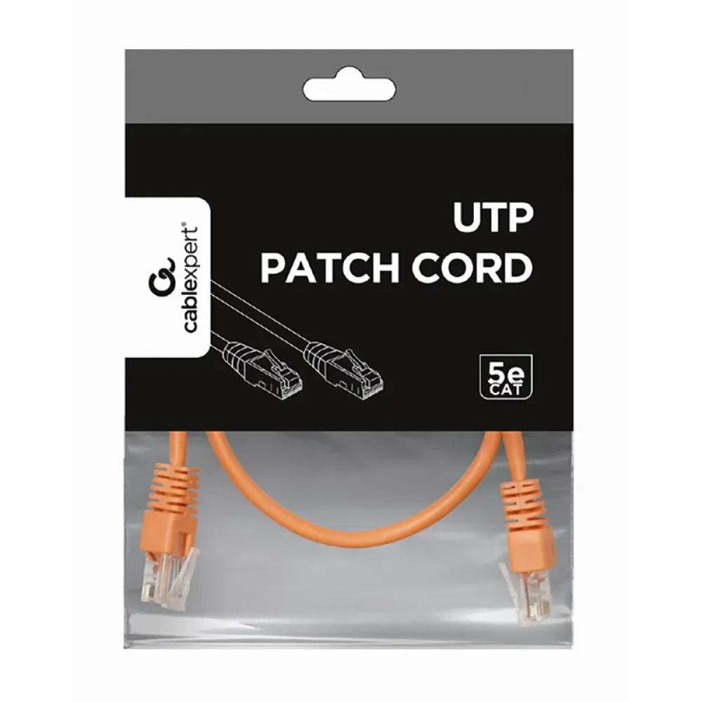Patch cord Cablexpert PP12-0.5M/O, CAT5e UTP, 0,5m, Portocaliu