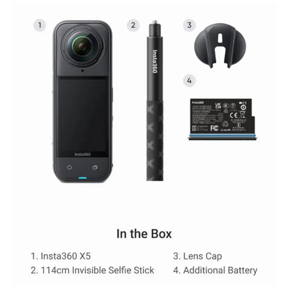Cameră Video Sport Insta360 X5 Starter Bundle, Negru