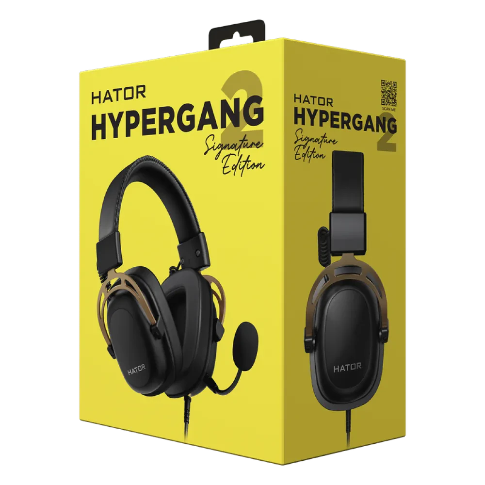Игровая Гарнитура HATOR Hypergang 2, Проводной аналоговый, Черный | Золотистый