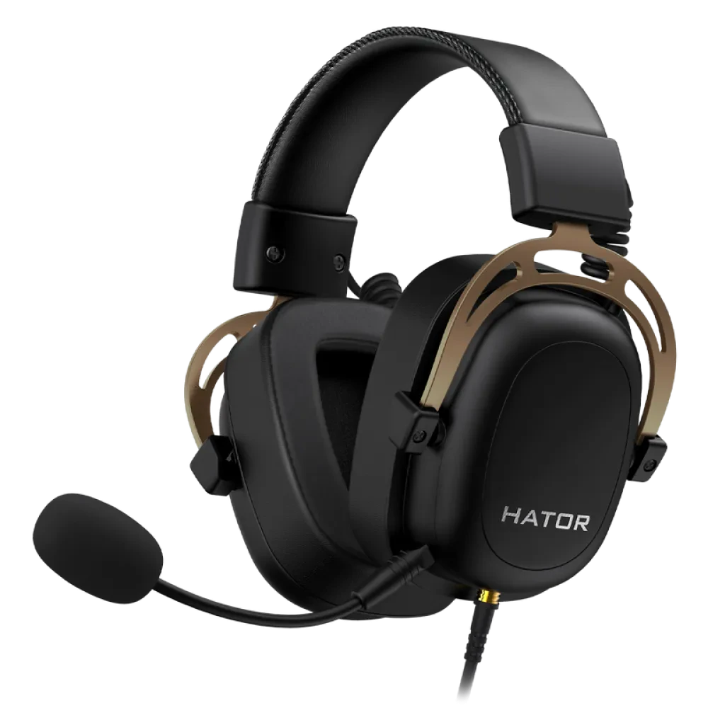 Игровая Гарнитура HATOR Hypergang 2, Проводной аналоговый, Черный | Золотистый