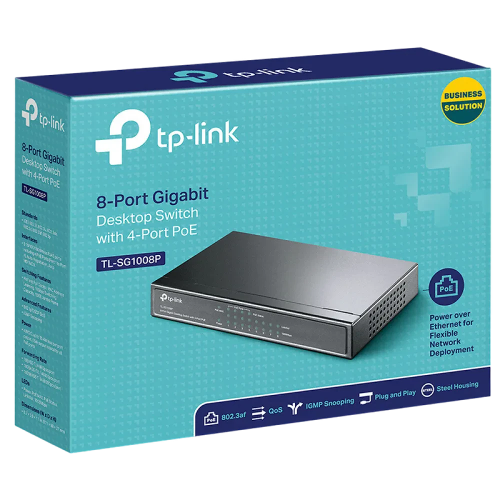 PoE коммутатор TP-LINK TL-SG1008P, 4x IEEE 802.3af/at