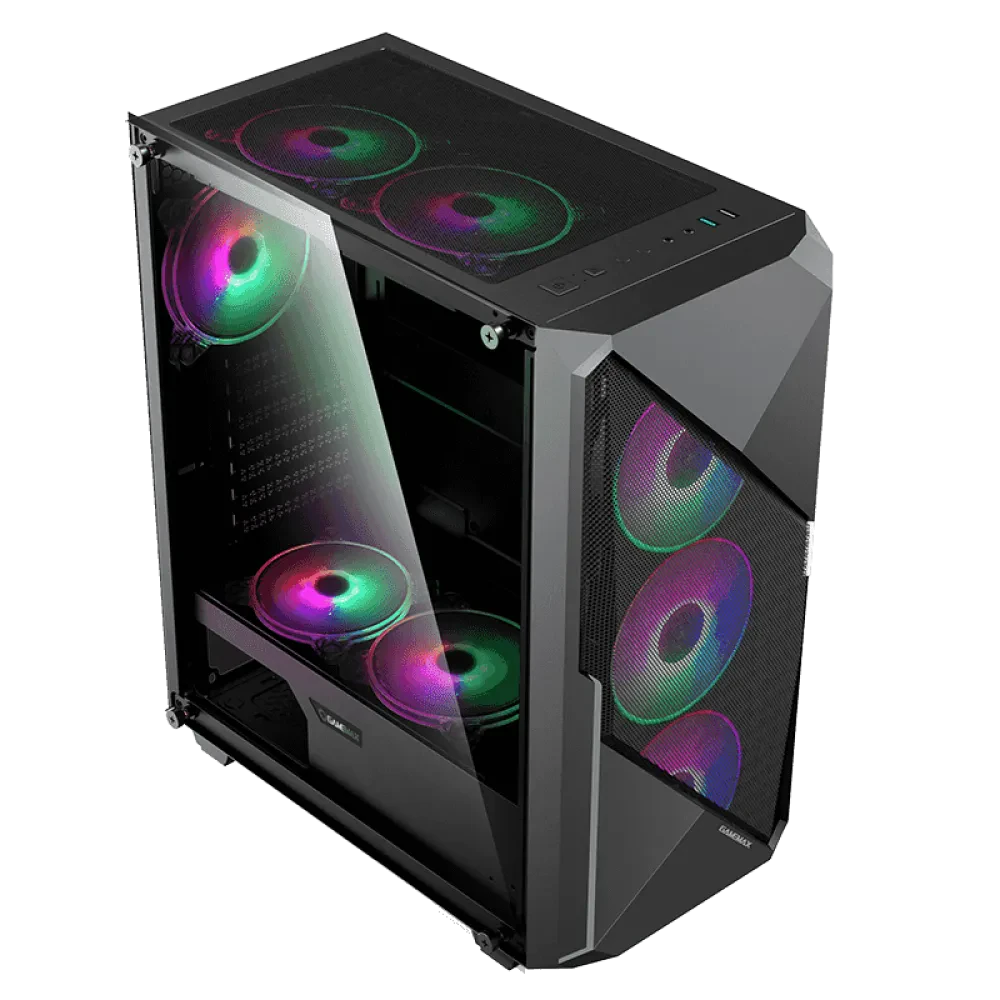 Carcasă PC Gamemax Revolt, Midi-Tower, Fără PSU, Negru