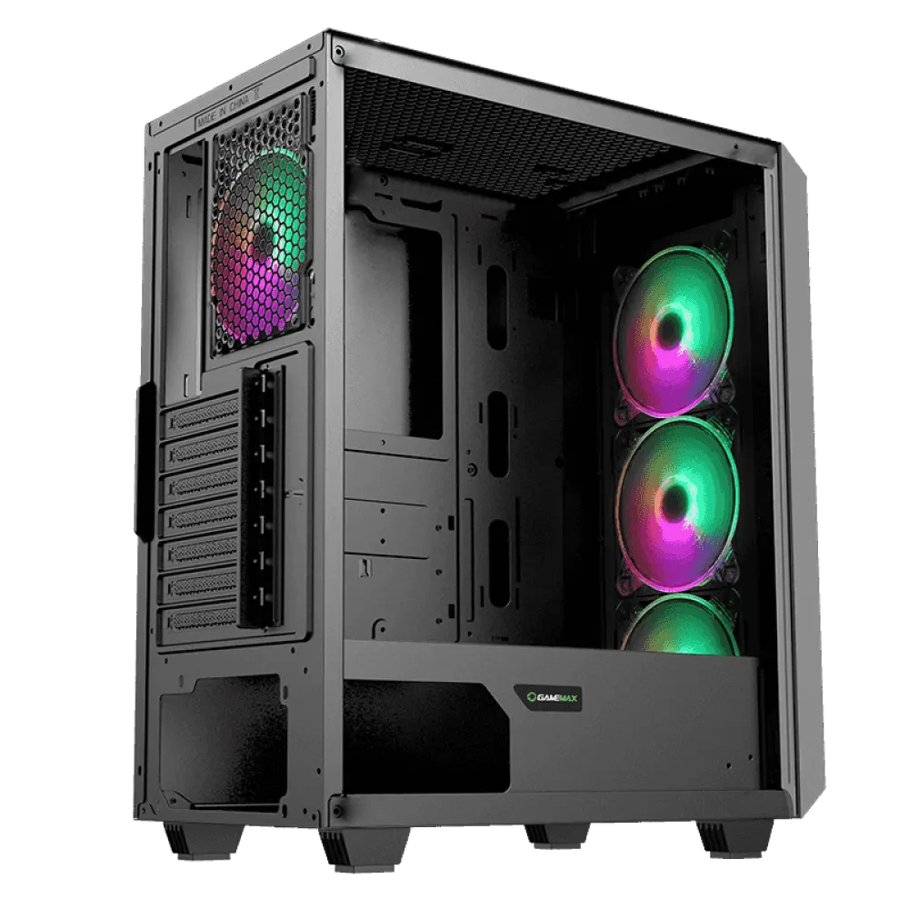 Carcasă PC Gamemax Revolt, Midi-Tower, Fără PSU, Negru