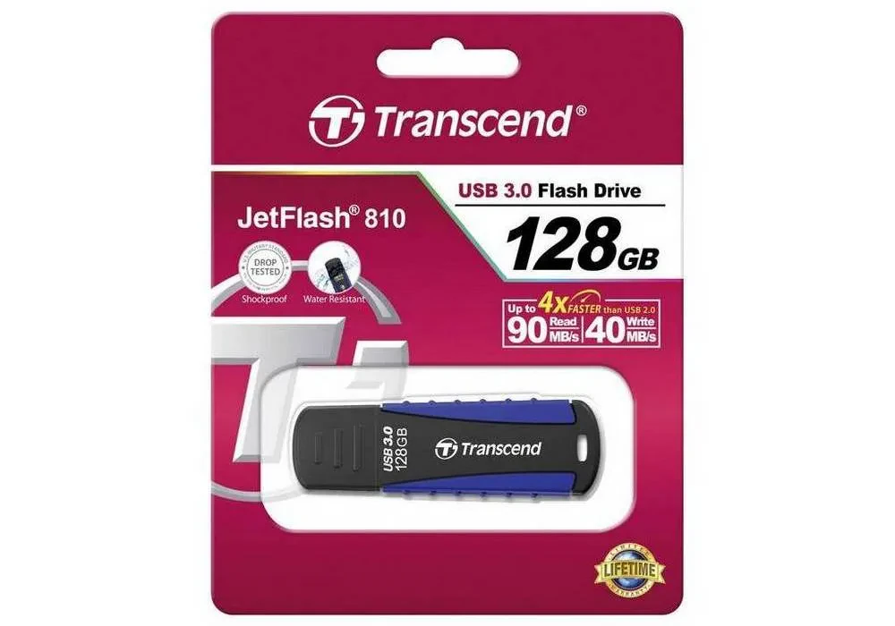 Memorie USB Transcend JetFlash 810, 128GB, Negru/Albastru