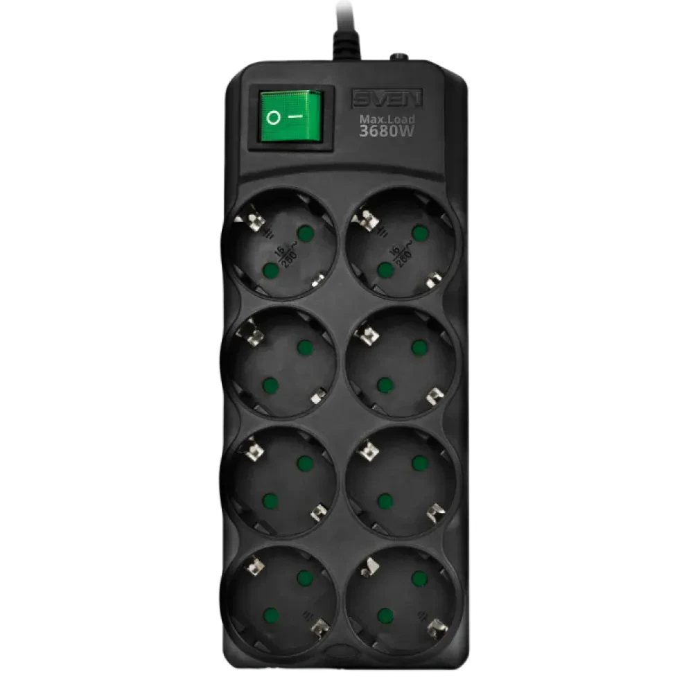 Prelungitor electric SVEN SV-021726, 8 Prize, 5m, Negru