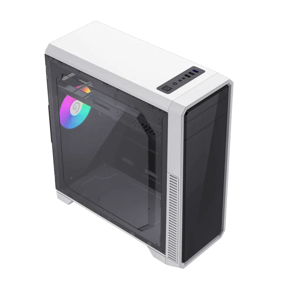 Компьютерный корпус Gamemax G561E-WH, Midi-Tower, Без блока питания, Черный | Белый