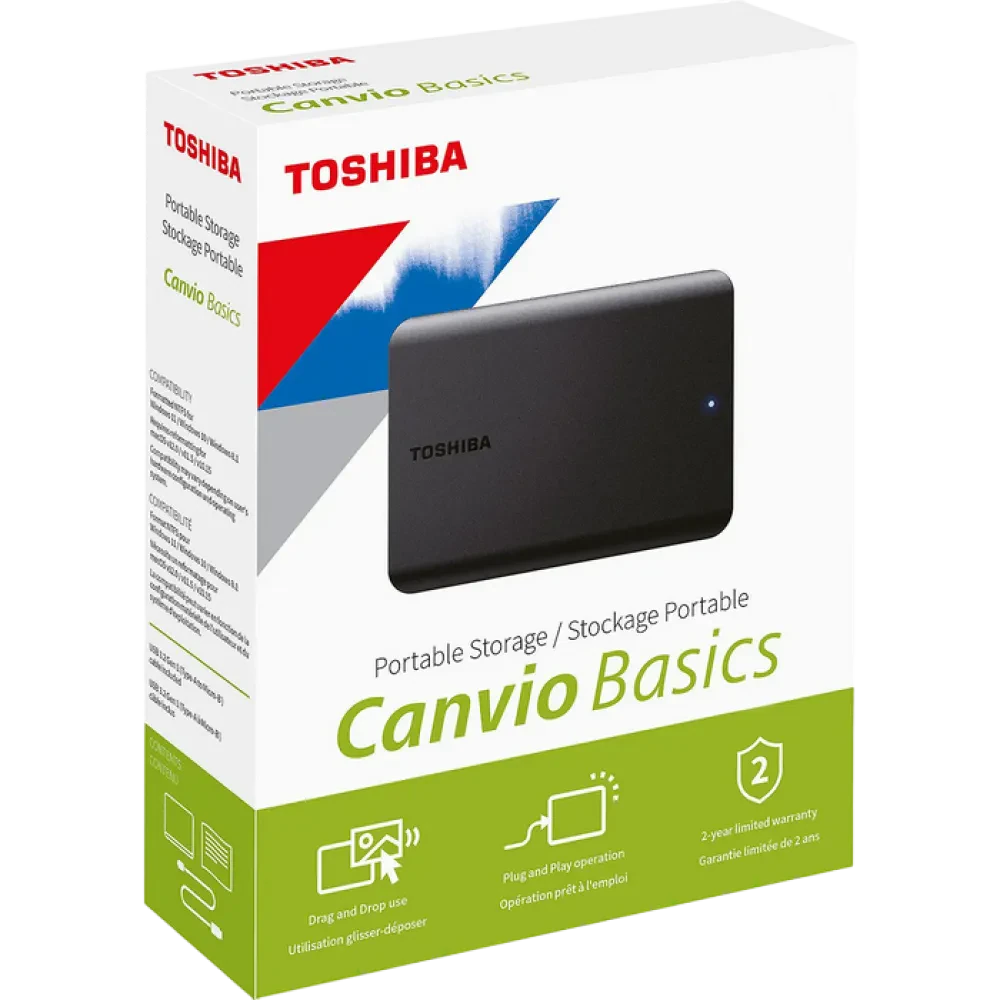 HDD portabil extern Toshiba Canvio Basics, 4 TB, Negru (HDTB540EK3CA)