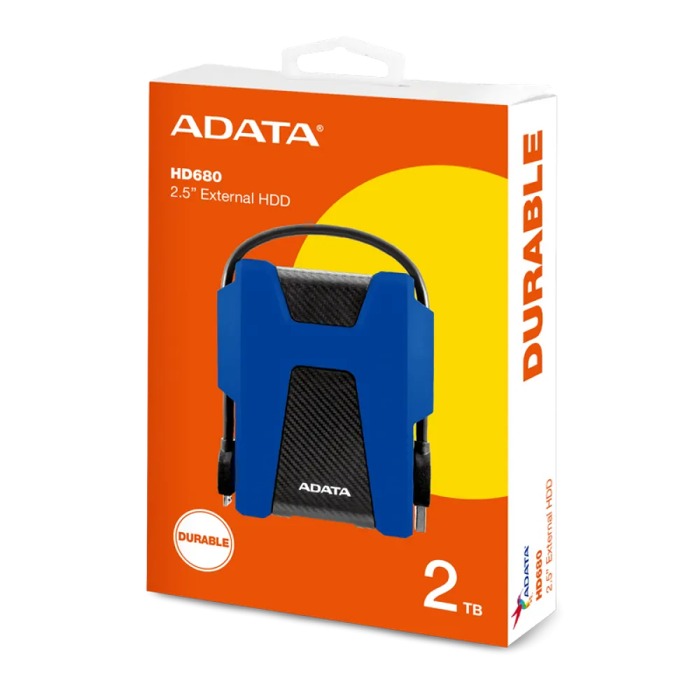 Внешний портативный жесткий диск ADATA HD680, 2 ТБ, Синий | Чёрный (AHD680-2TU31-CBL)