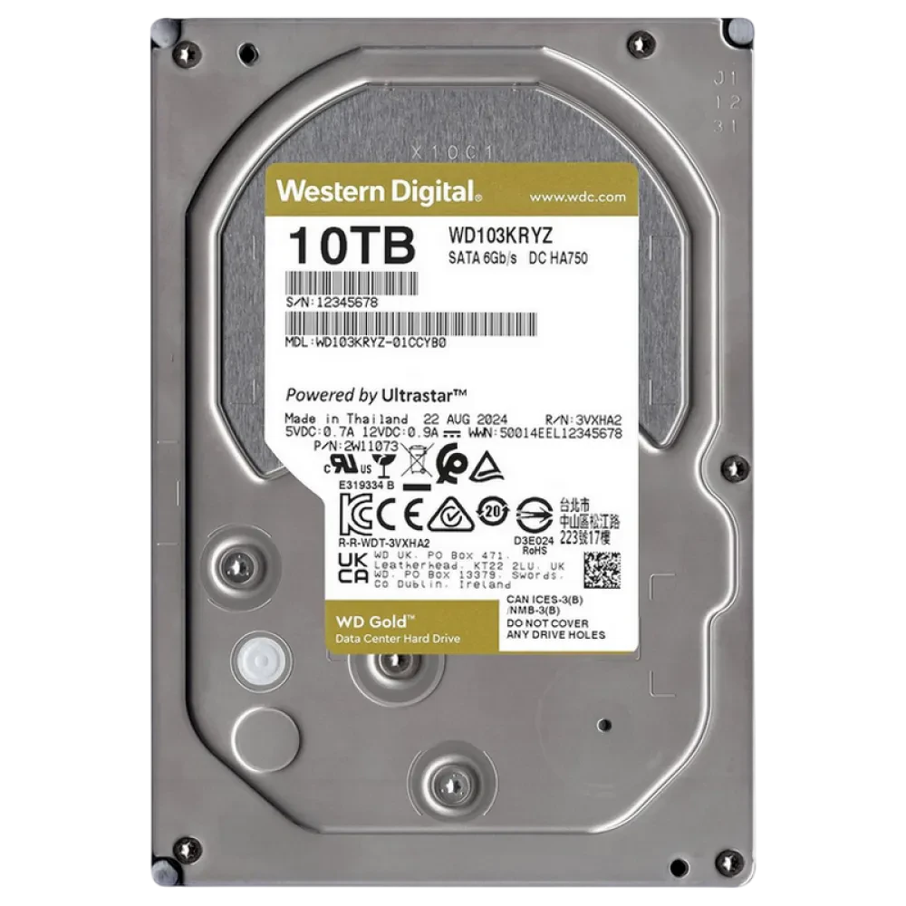 Жесткий диск Western Digital WD Gold, 3.5", 10 ТБ <WD103KRYZ>