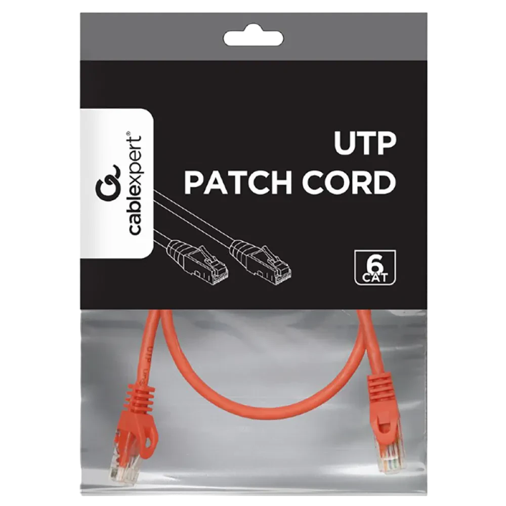 Patch cord Cablexpert PP6U-0.5M/R, Cat6 UTP, 0,5m, Roșu