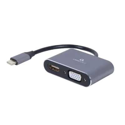 Видеоадаптер Cablexpert A-USB3C-HDMIVGA-01, USB Type-C - VGA, HDMI, Серый