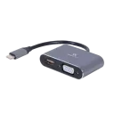 Видеоадаптер Cablexpert A-USB3C-HDMIVGA-01, USB Type-C - VGA, HDMI, Серый