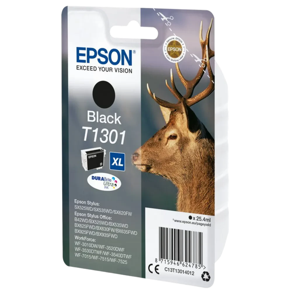 Картридж чернильный Epson C13T13014012, 25мл, Черный