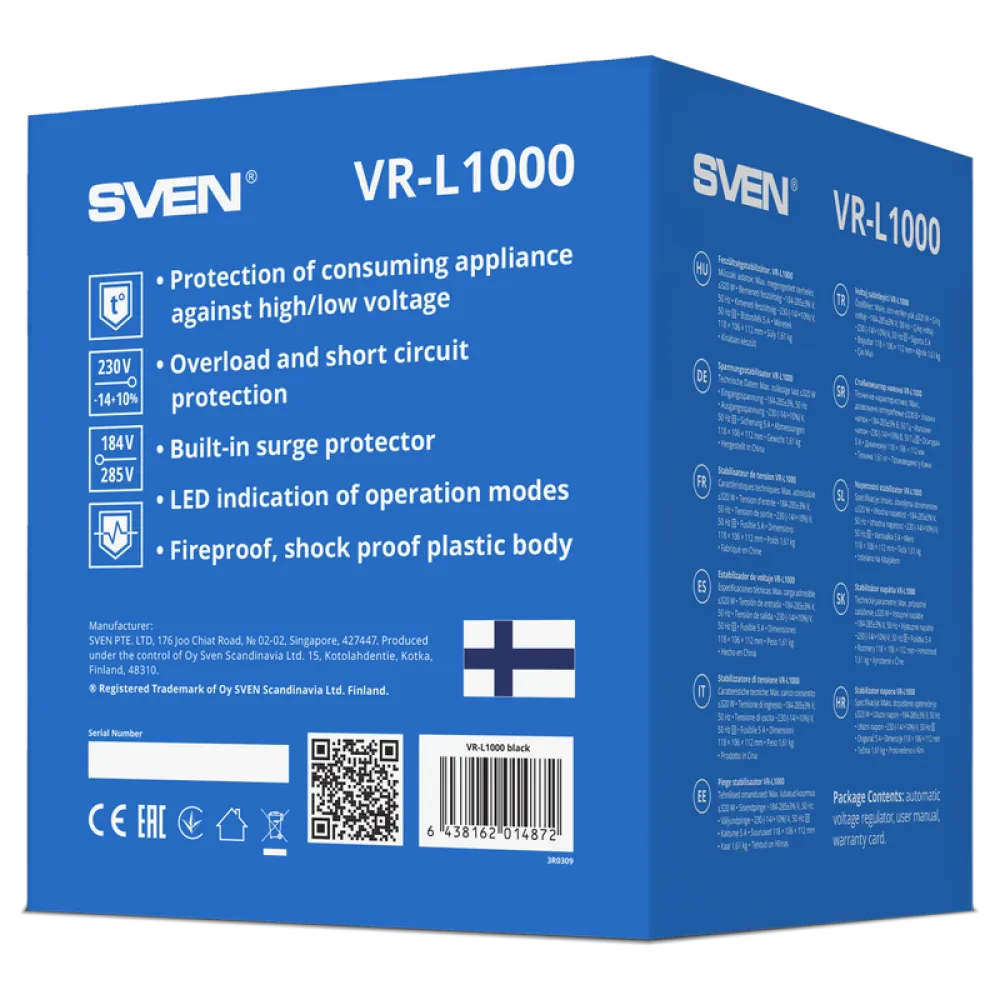 Stabilizator de Tensiune SVEN VR-L1000, 1000VA