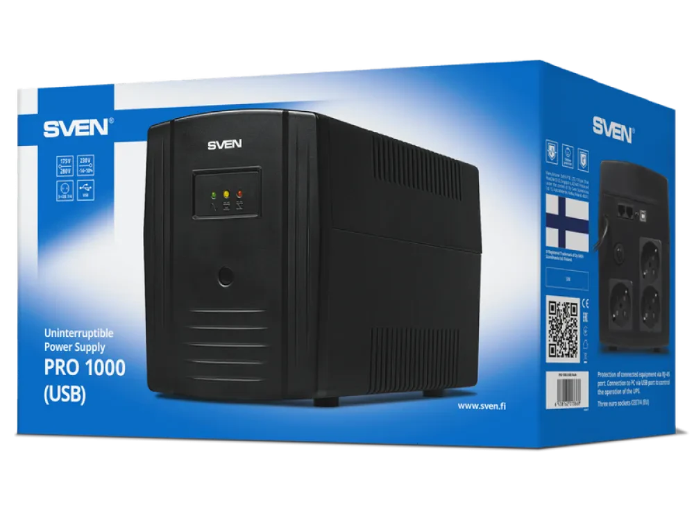 Источник бесперебойного питания SVEN Pro 1000 LCD, Линейно-интерактивный, 1000VA, Башня