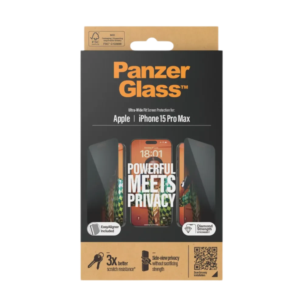 Sticlă de protecție PanzerGlass iPhone 15 Pro Max UWF Privacy wA, Transparent