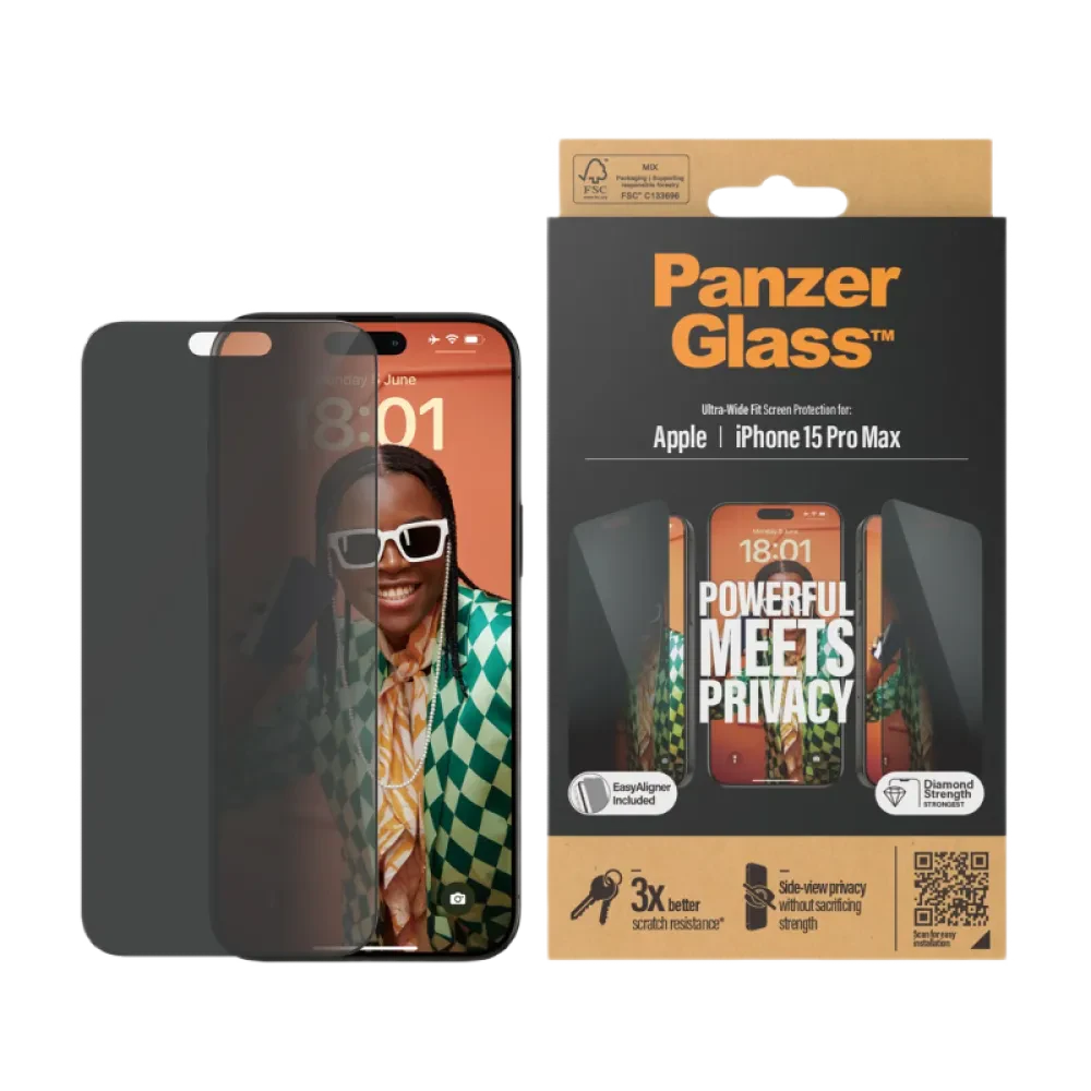 Sticlă de protecție PanzerGlass iPhone 15 Pro Max UWF Privacy wA, Transparent