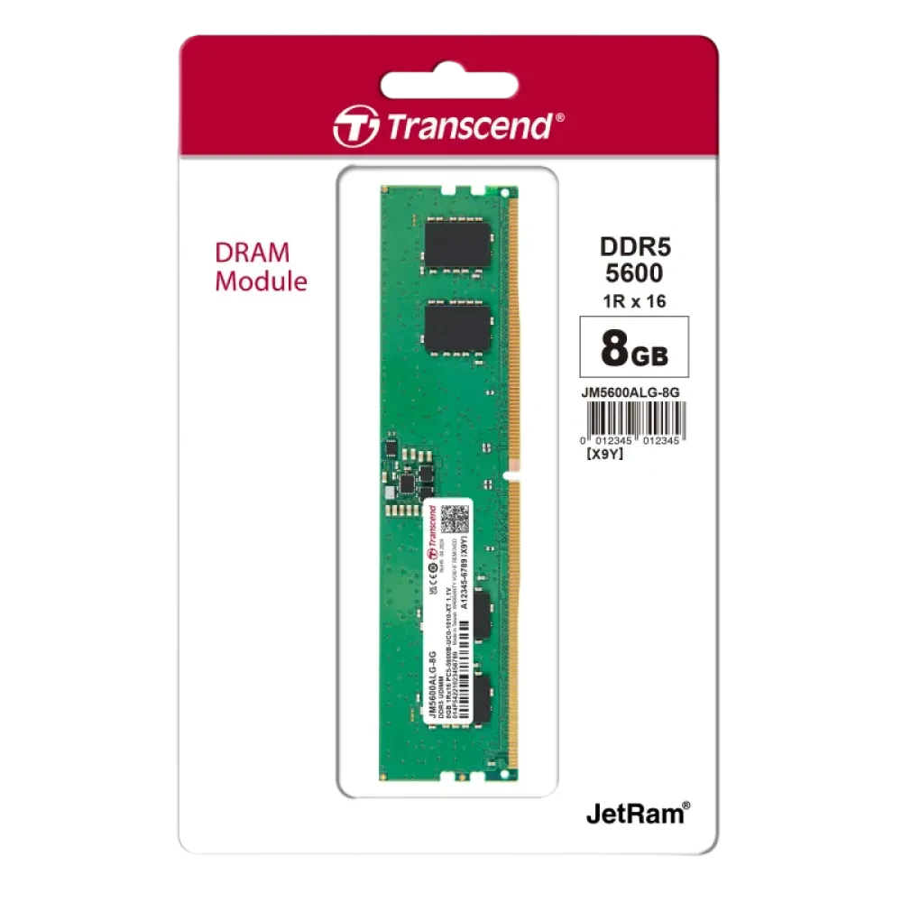 Оперативная память Transcend JetRam, DDR5 SDRAM, 5600 МГц, 8Гб, JM5600ALG-8G