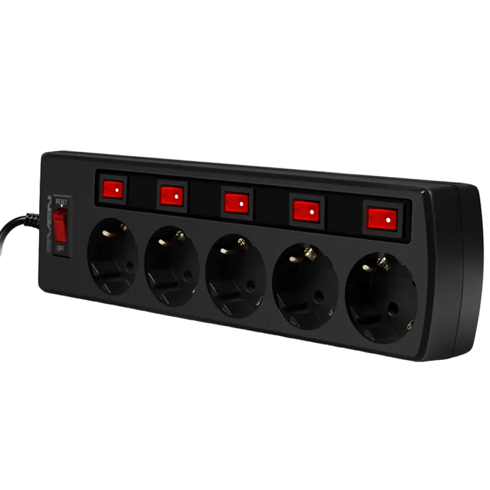 Prelungitor electric SVEN SF-05PL, 5 Prize, 1,8m, Negru
